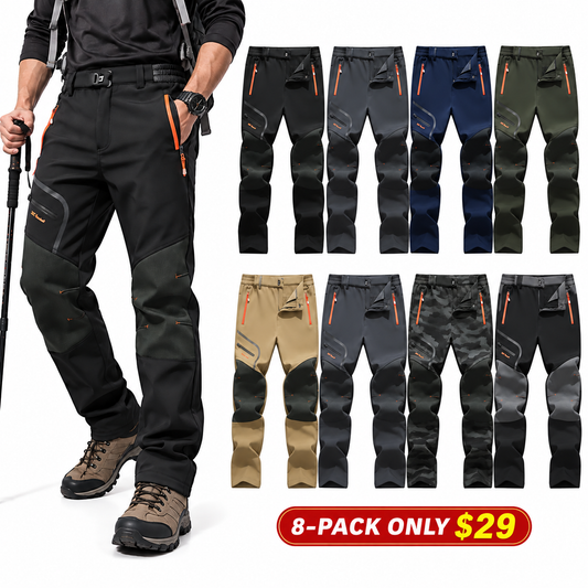 Plain Fleece-Insulated Thermal Pants - Waterproof Softshell, Below the Ankle, Heat Reflective, Zip Pockets