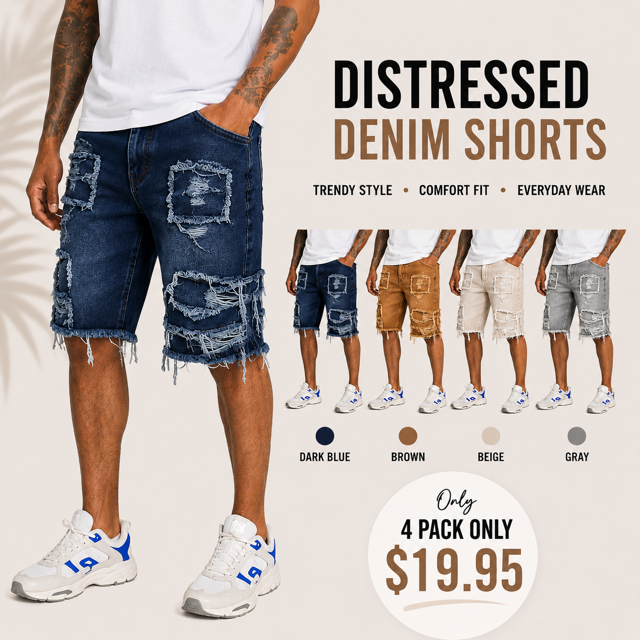 Summer Special Sale - Raw Hem Denim Shorts with Rips