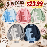 🐱 5-Piece Cat Sweater Set – $23.99
