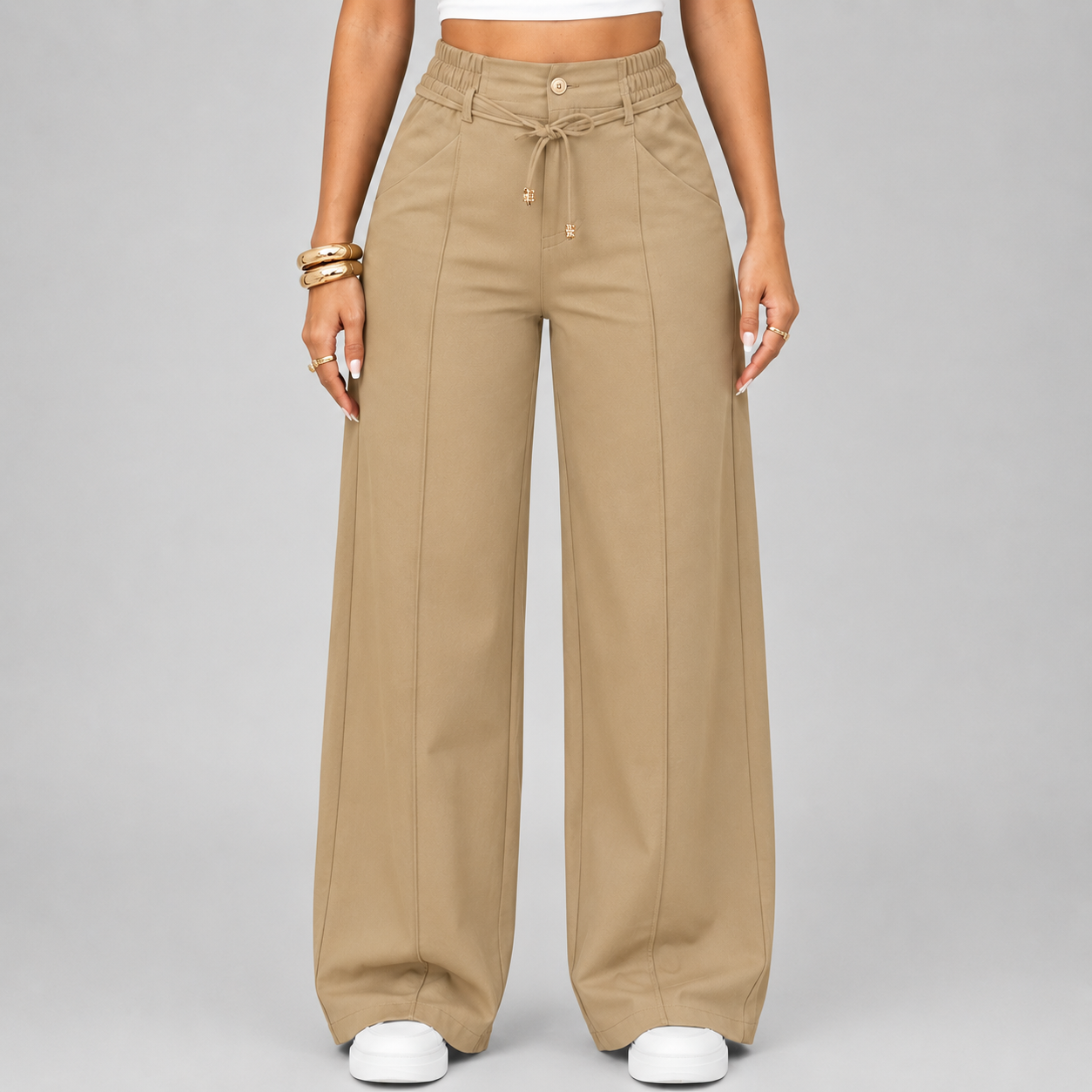 ⚡New Drawstring High Waist Wide Leg Pants