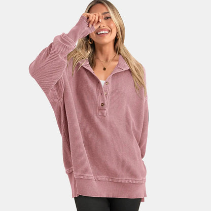 Women's Hoodie Oversized Button Up Sweatshirt