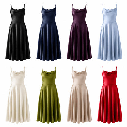 Shapewear Strappy Cowl Neck Fit & Flare Midi Dress With Built-in Bra