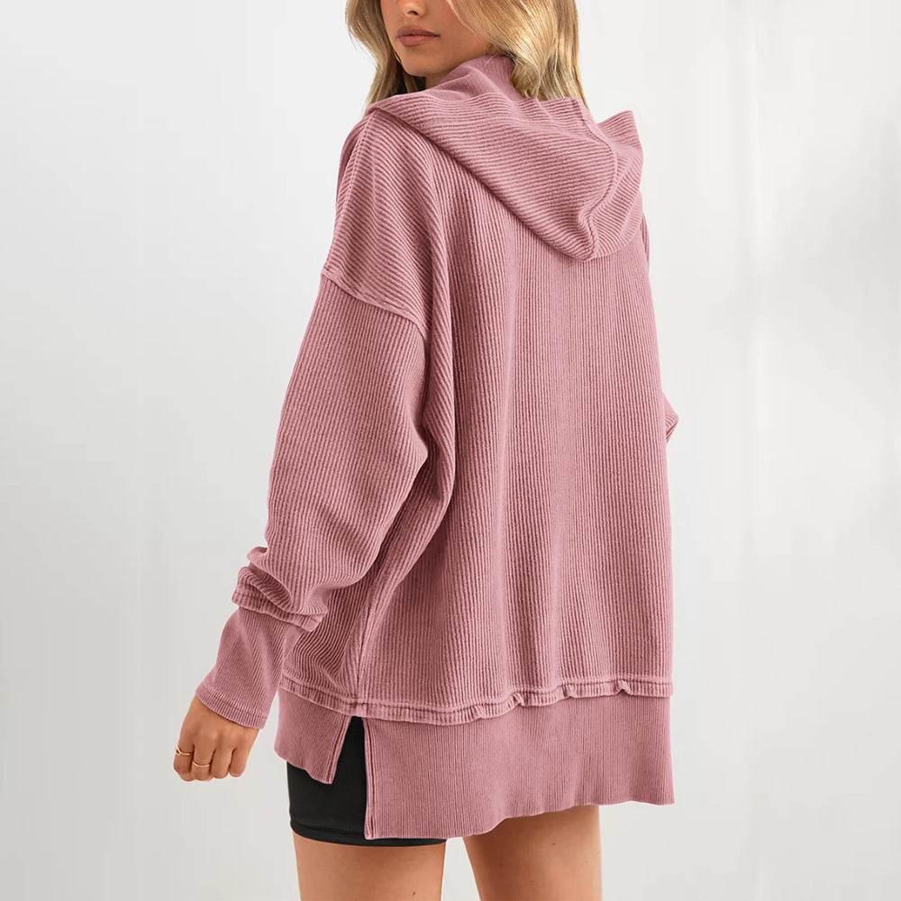 Women's Hoodie Oversized Button Up Sweatshirt