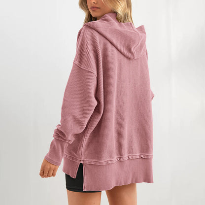 Women's Hoodie Oversized Button Up Sweatshirt