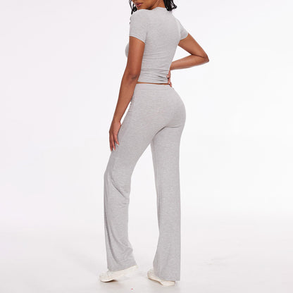 Women's Crop Tee & Drawstring Waist Pants Loungewear Set
