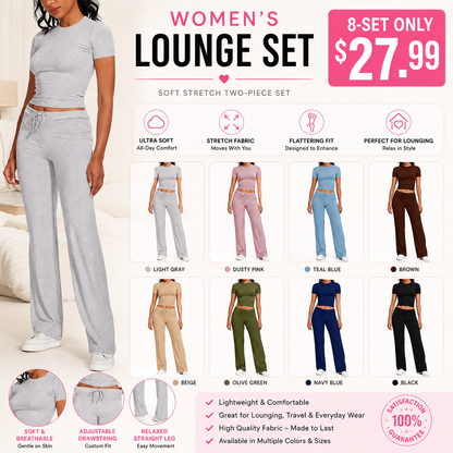 Women's Crop Tee & Drawstring Waist Pants Loungewear Set