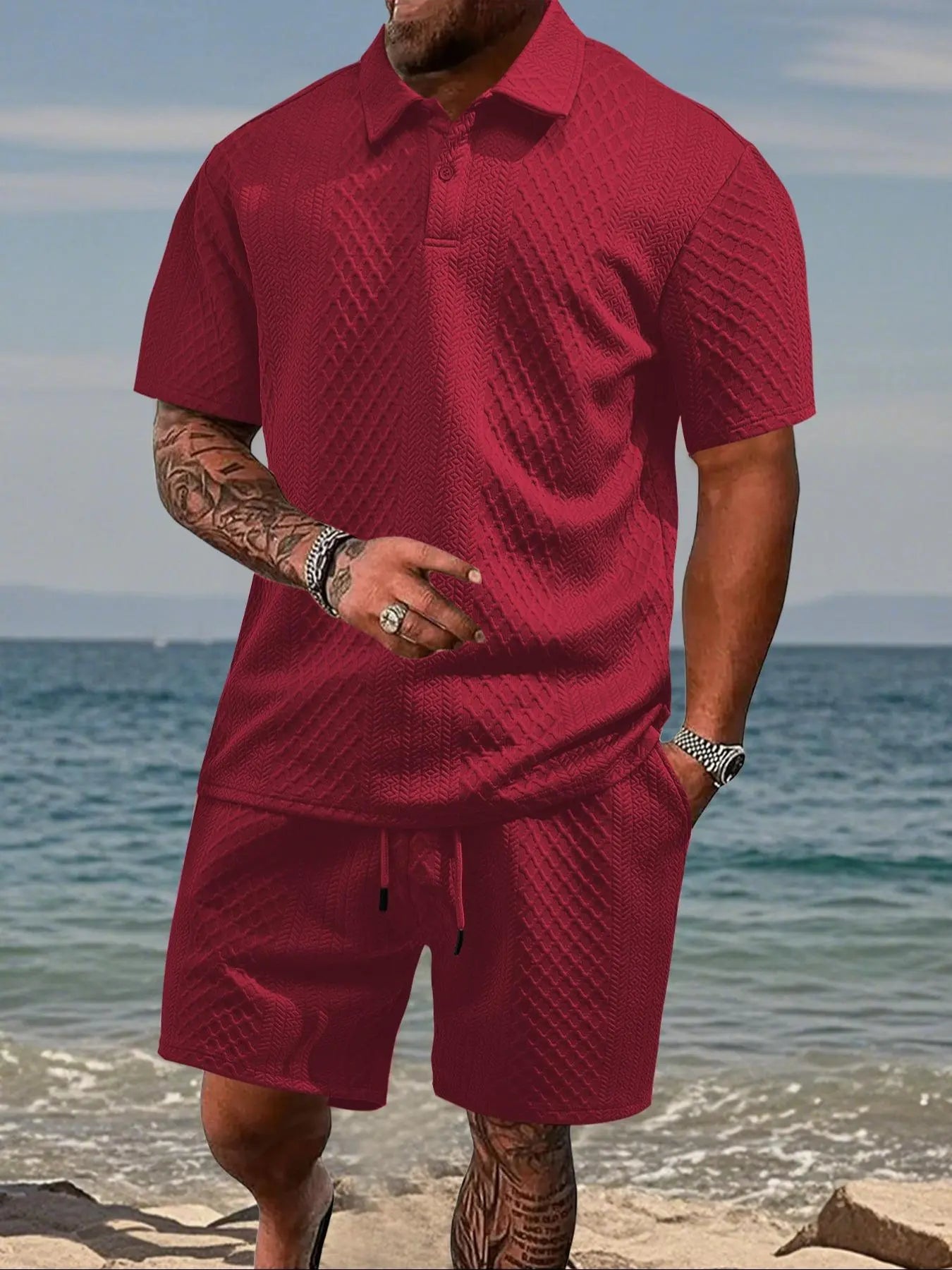 ☀️Men's 2 Pieces Casual Polo Shirt and Shorts Set