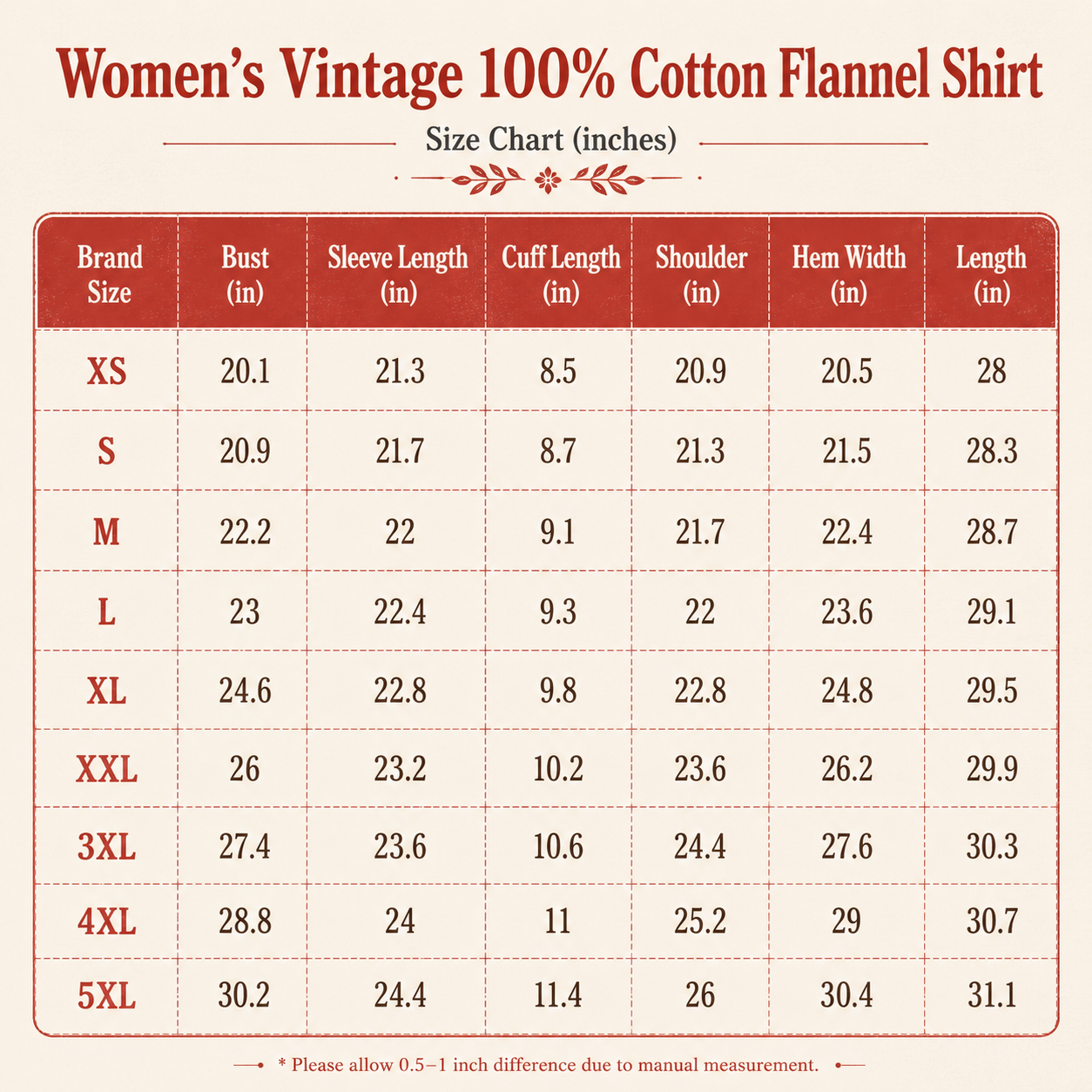 Women's Vintage 100% Cotton Flannel Shirt