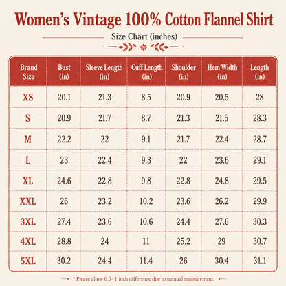 Women's Vintage 100% Cotton Flannel Shirt