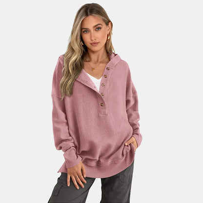 Women's Hoodie Oversized Button Up Sweatshirt
