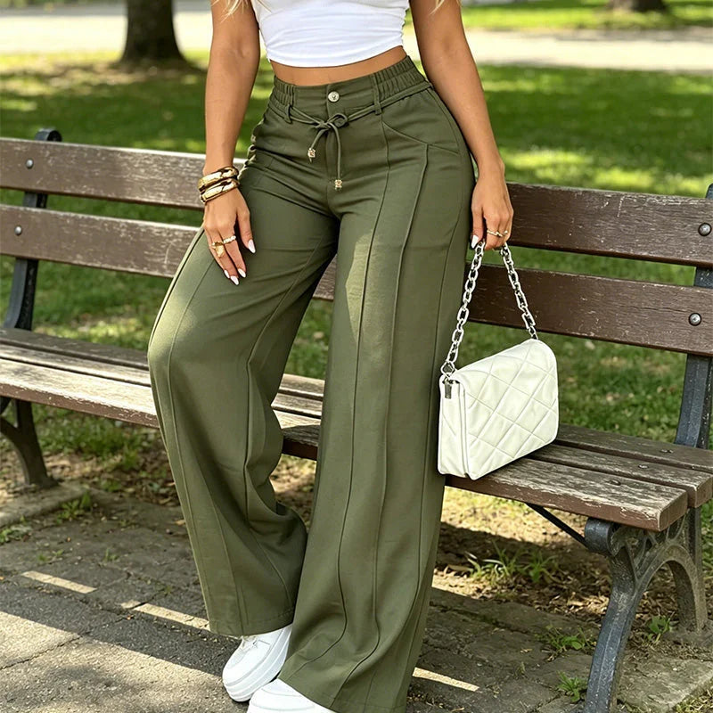 ⚡New Drawstring High Waist Wide Leg Pants