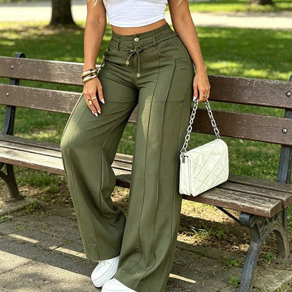 ⚡New Drawstring High Waist Wide Leg Pants