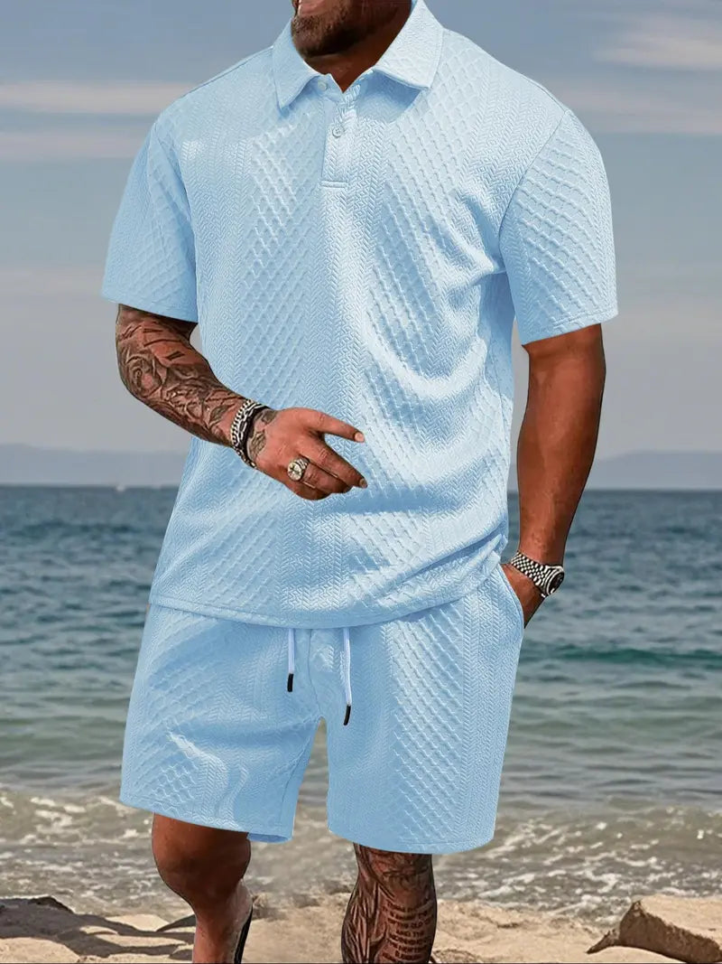 ☀️Men's 2 Pieces Casual Polo Shirt and Shorts Set