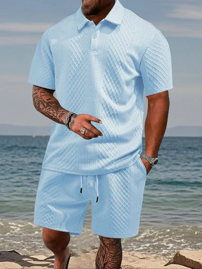 ☀️Men's 2 Pieces Casual Polo Shirt and Shorts Set