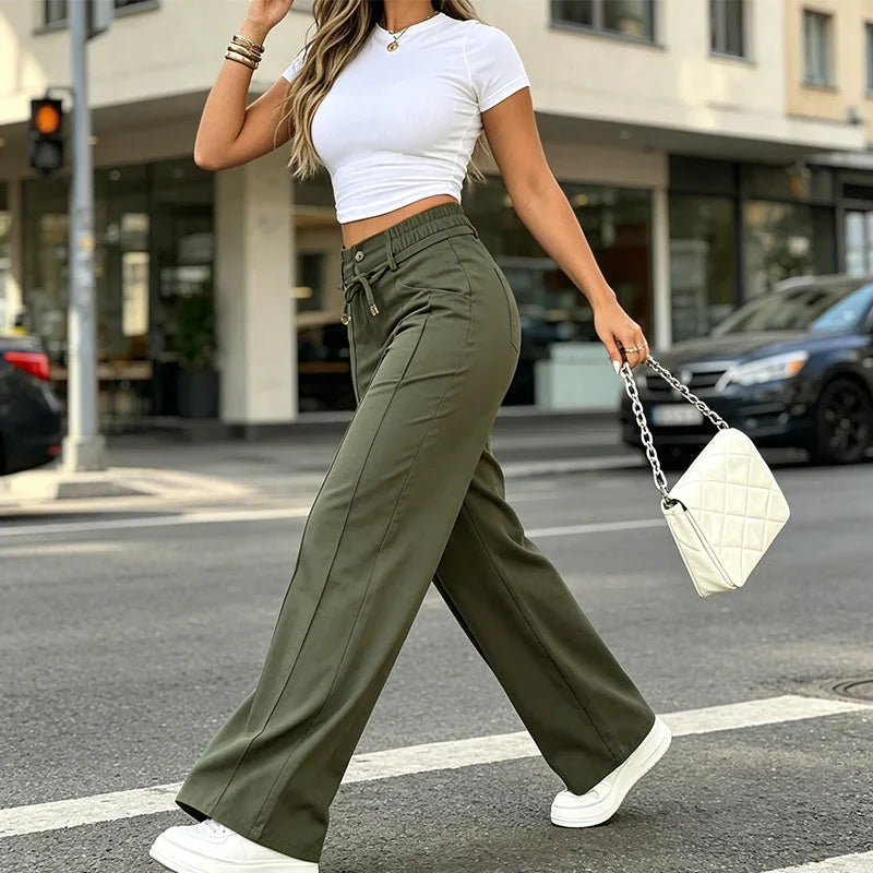 ⚡New Drawstring High Waist Wide Leg Pants