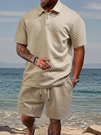 ☀️Men's 2 Pieces Casual Polo Shirt and Shorts Set