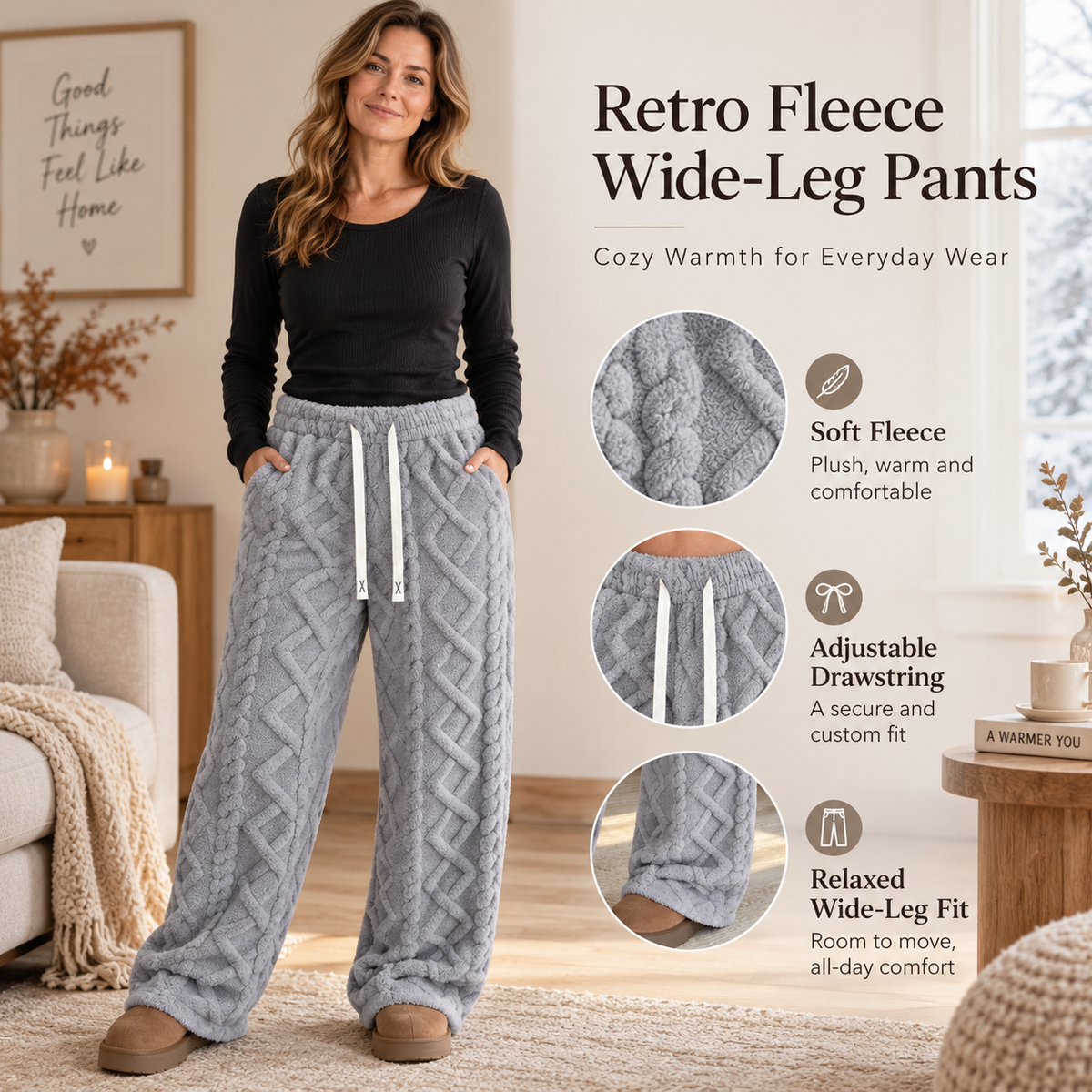 🔥 BESTSELLER | Women's Retro Fleece Wide-Leg Pants