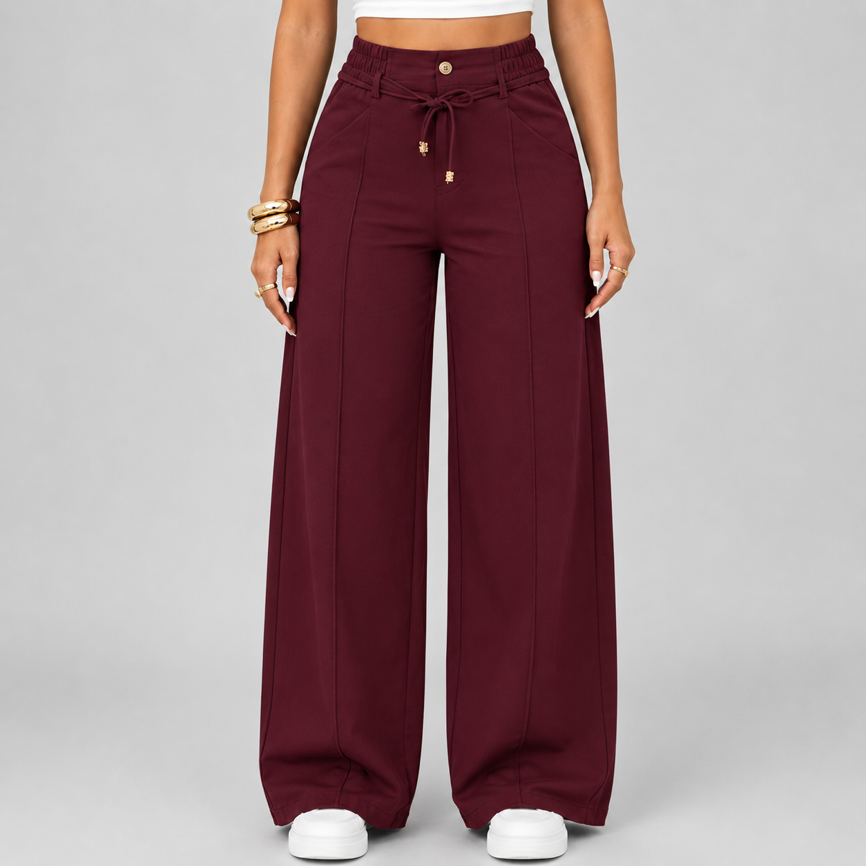 ⚡New Drawstring High Waist Wide Leg Pants