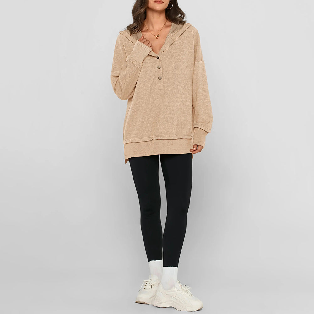 Women's Hoodie Oversized Button Up Sweatshirt