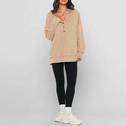 Women's Hoodie Oversized Button Up Sweatshirt