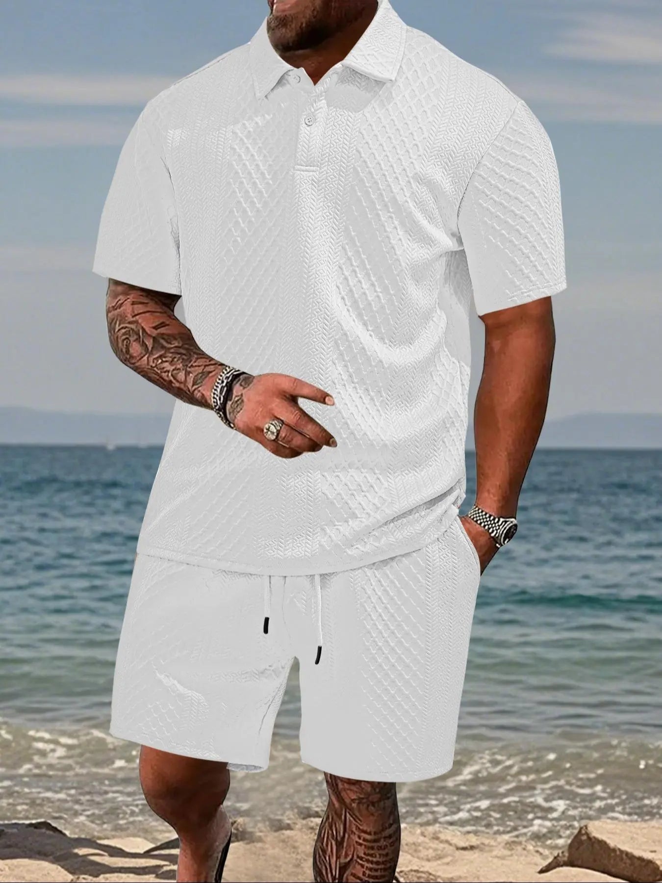 ☀️Men's 2 Pieces Casual Polo Shirt and Shorts Set