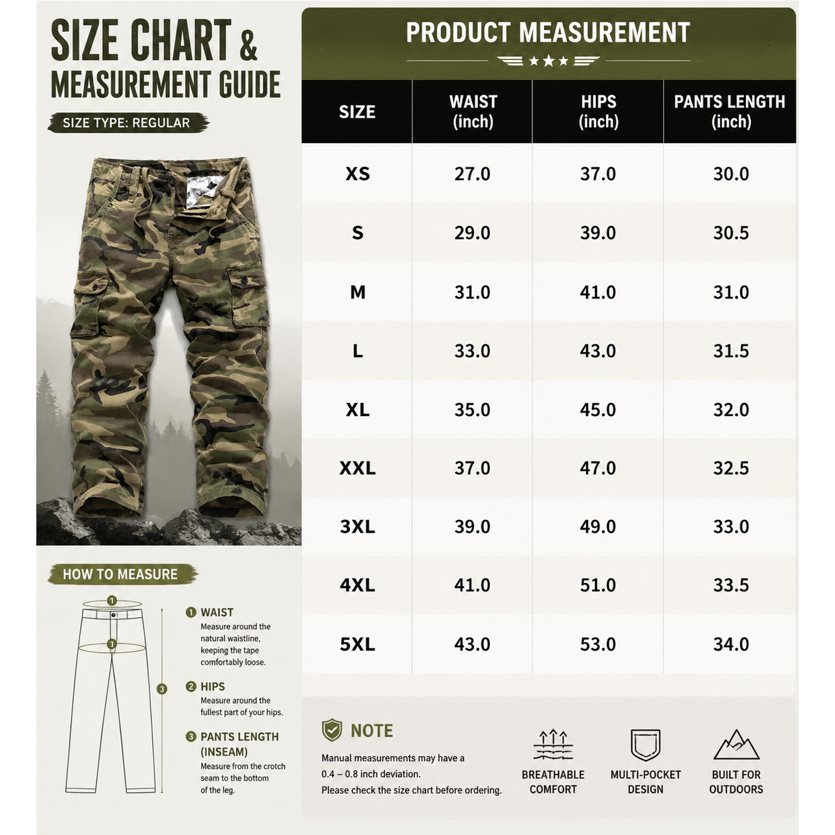 Men's practical camouflage cargo pants