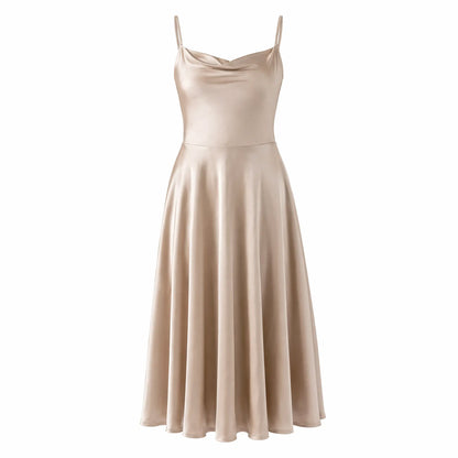 Shapewear Strappy Cowl Neck Fit & Flare Midi Dress With Built-in Bra