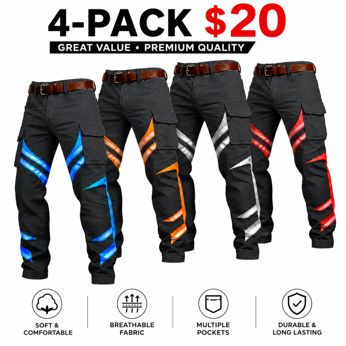 Men's Casual Button Long Pants with Pockets