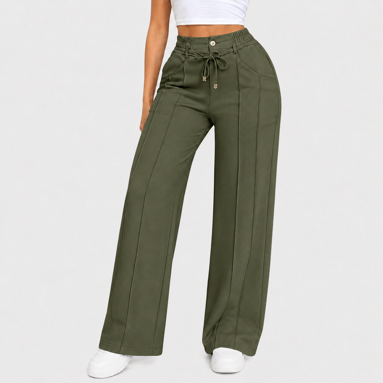 ⚡New Drawstring High Waist Wide Leg Pants