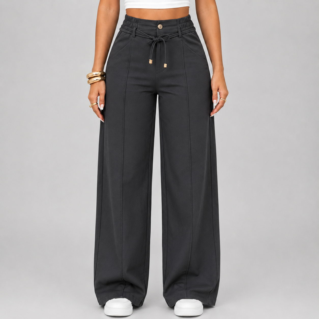 ⚡New Drawstring High Waist Wide Leg Pants