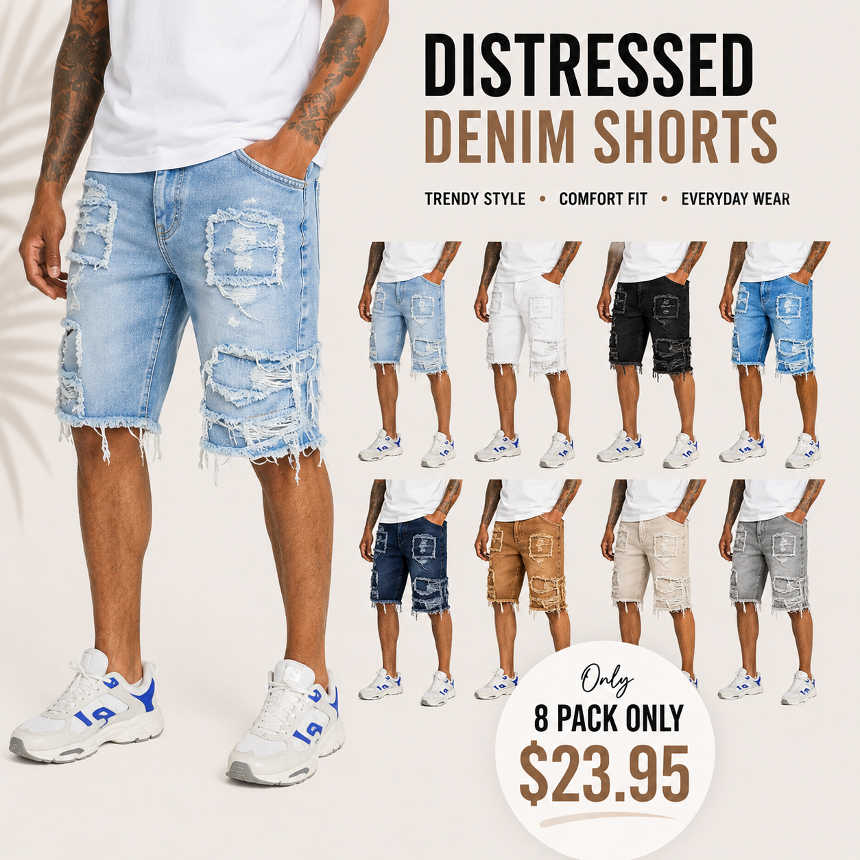 Summer Special Sale - Raw Hem Denim Shorts with Rips