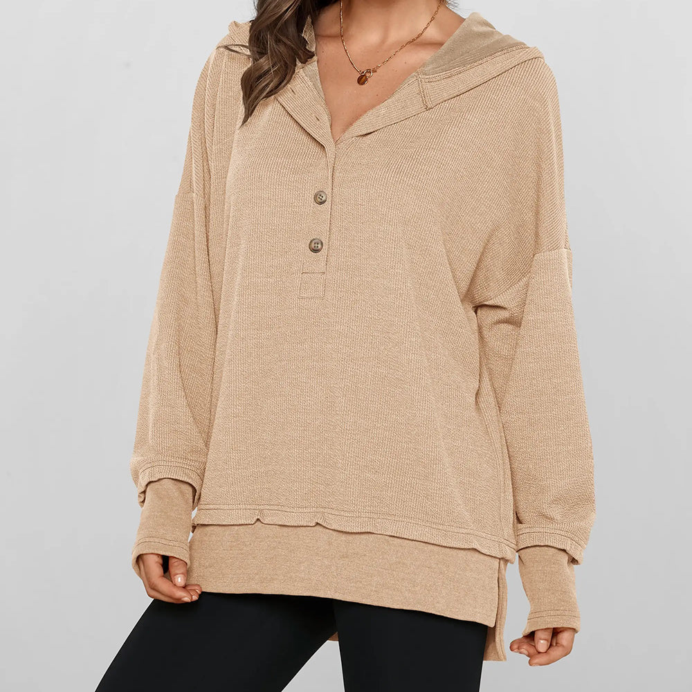 Women's Hoodie Oversized Button Up Sweatshirt