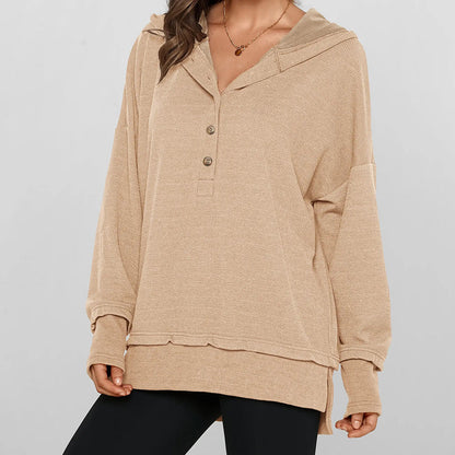 Women's Hoodie Oversized Button Up Sweatshirt