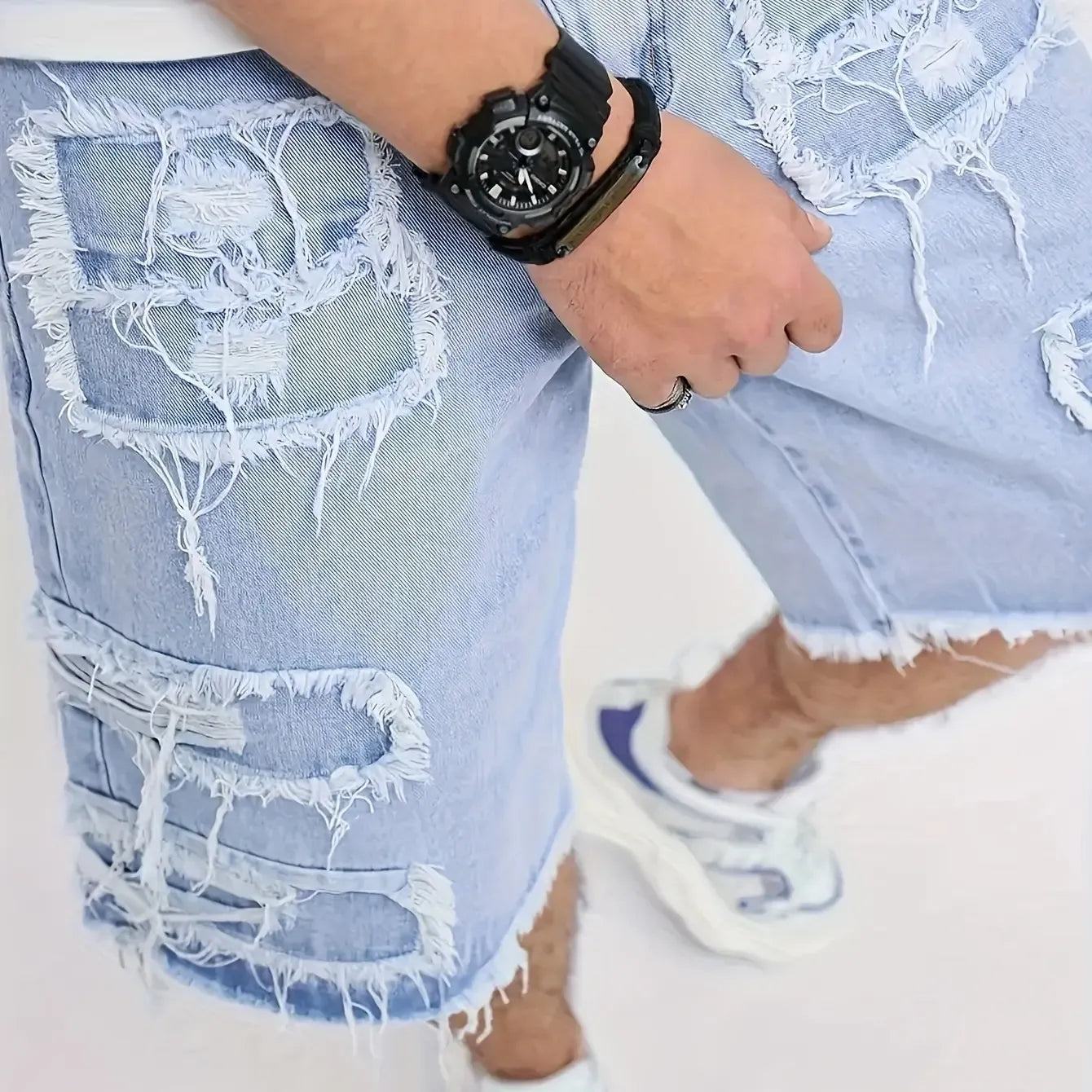 Summer Special Sale - Raw Hem Denim Shorts with Rips