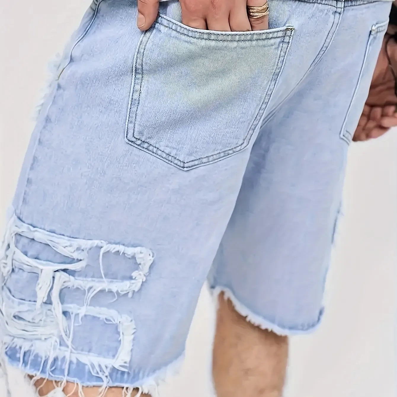 Summer Special Sale - Raw Hem Denim Shorts with Rips