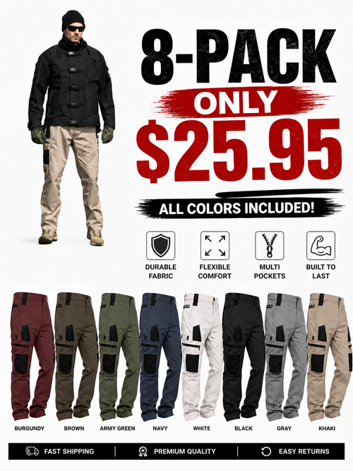 🔥Men's Loose-Fit Utility Jeans🔥8-Pack - All Colors Included, Today Only $25.95