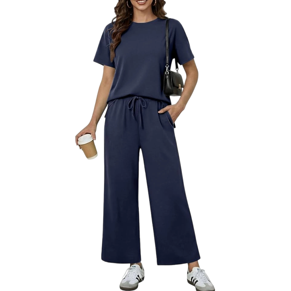 2 Piece Sets for Women - Soft Short Sleeve Matching Lounge Set