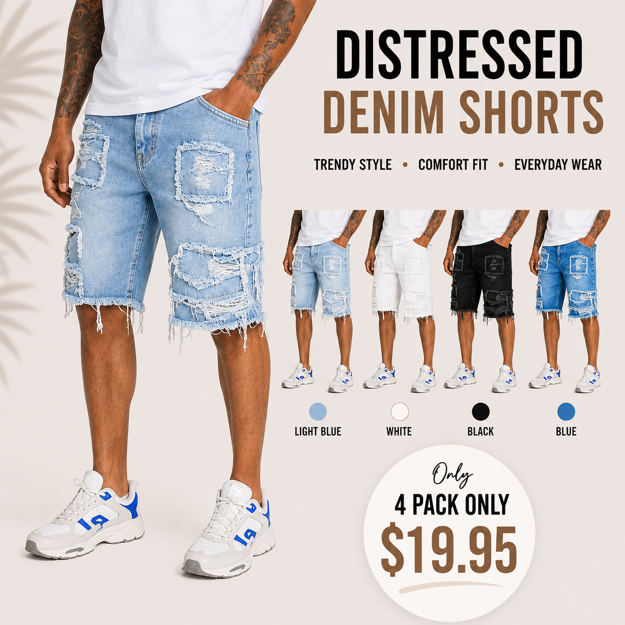 Summer Special Sale - Raw Hem Denim Shorts with Rips