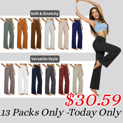 💘Women's High-Waist Wide Leg Pants – Business Casual Yoga Dress Pants with Pockets