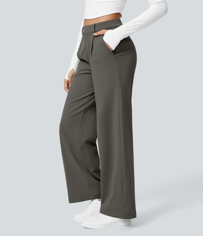 High Waisted Pocket Straight Leg Work Pants
