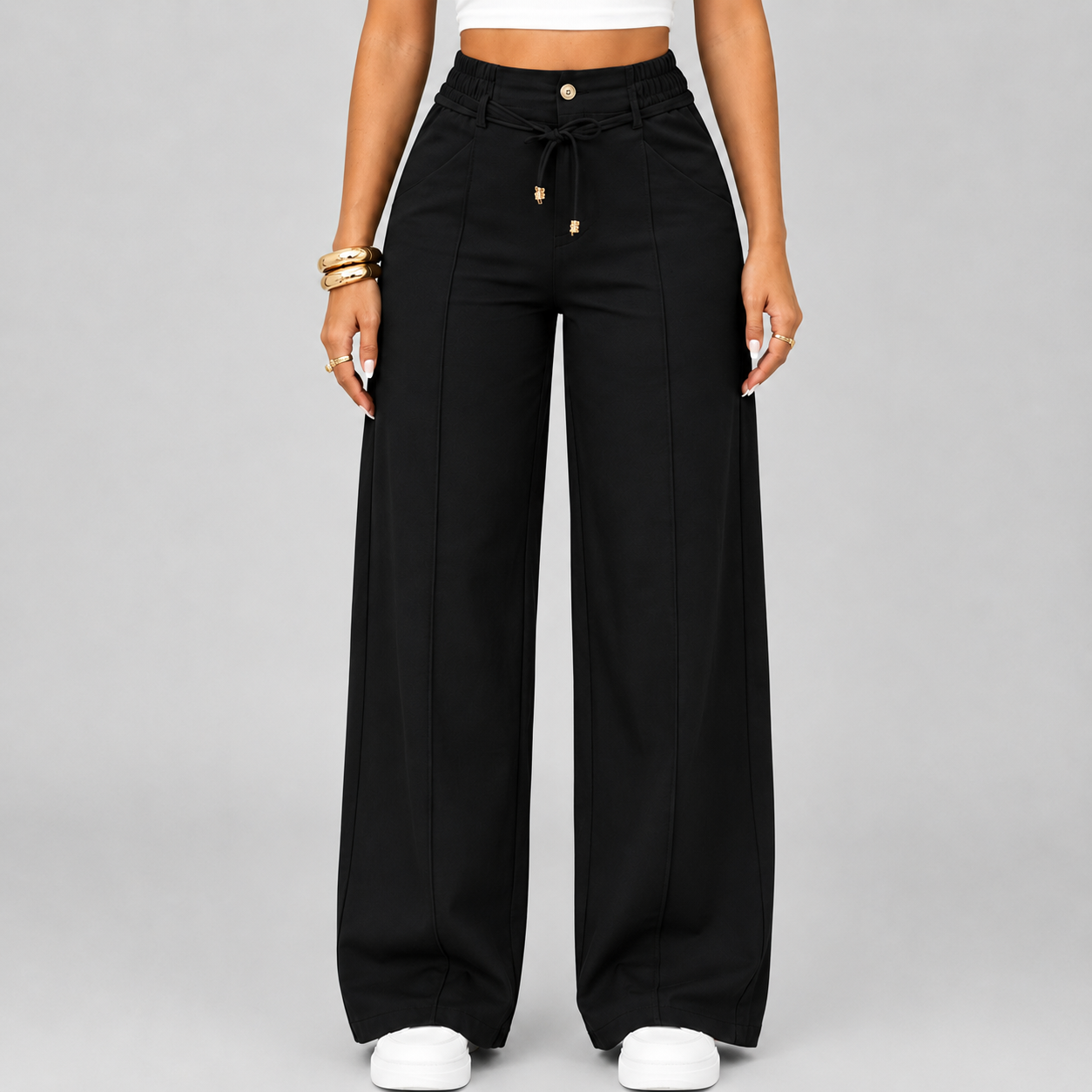 ⚡New Drawstring High Waist Wide Leg Pants