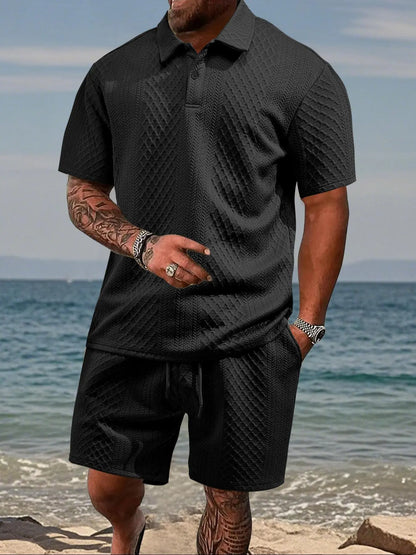 ☀️Men's 2 Pieces Casual Polo Shirt and Shorts Set