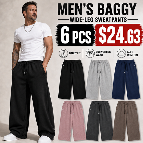 🔥 BEST SELLER | Men’s Baggy Wide-Leg Drawstring Sweatpants