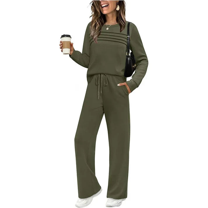 🔥Black Friday Deal - Women's Crew Neck Top & Drawstring Pants Set