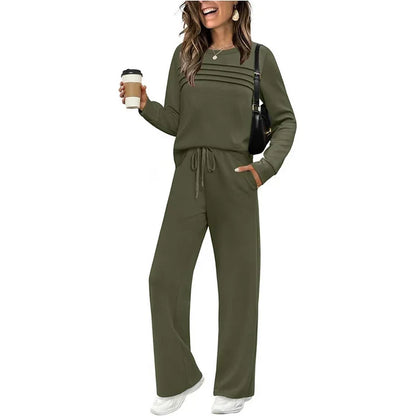 🔥Black Friday Deal - Women's Crew Neck Top & Drawstring Pants Set