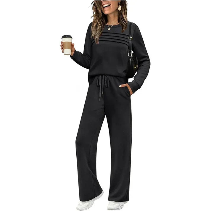🔥Black Friday Deal - Women's Crew Neck Top & Drawstring Pants Set