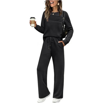 🔥Black Friday Deal - Women's Crew Neck Top & Drawstring Pants Set