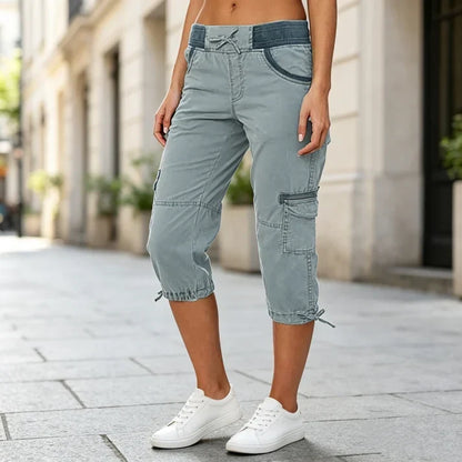 Women's High-Waist Cargo Capri Pants