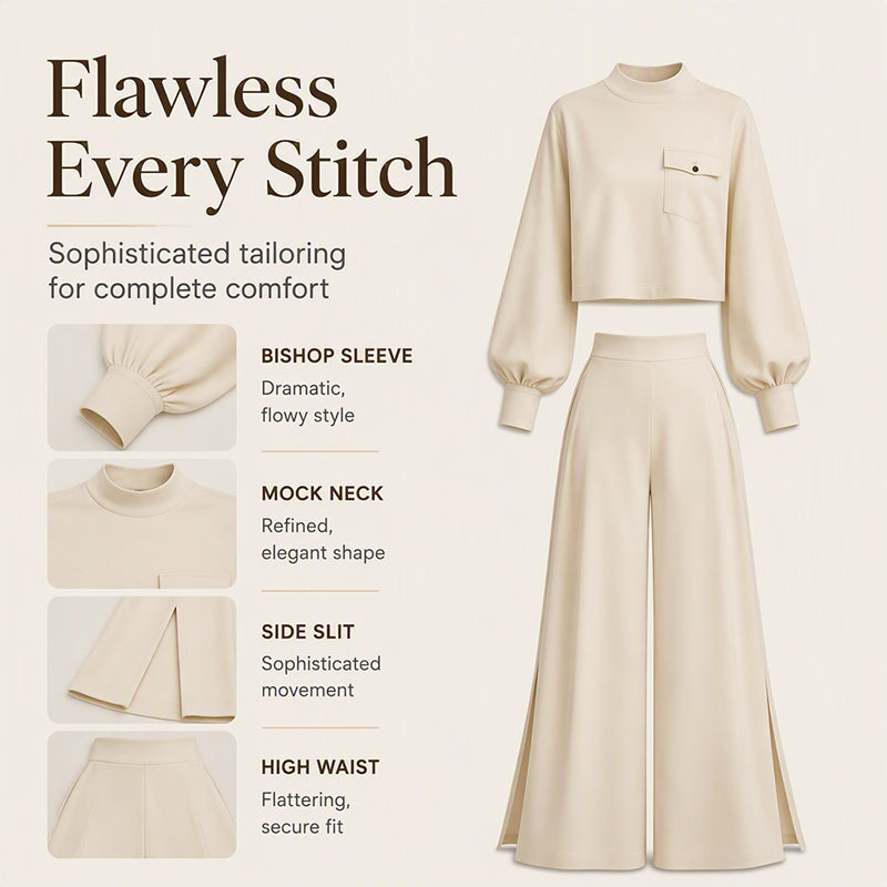 ✨ Limited-Time Offer | Women's Cropped Top & Wide-Leg Pants Set
