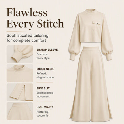 ✨ Limited-Time Offer | Women's Cropped Top & Wide-Leg Pants Set